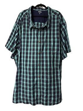 KingSize Big & Tall Plaid Short Sleeve Button Down Sport Shirt Green 8XL Big